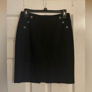 White House Black Market black pencil skirt with button details, size 2 petite
